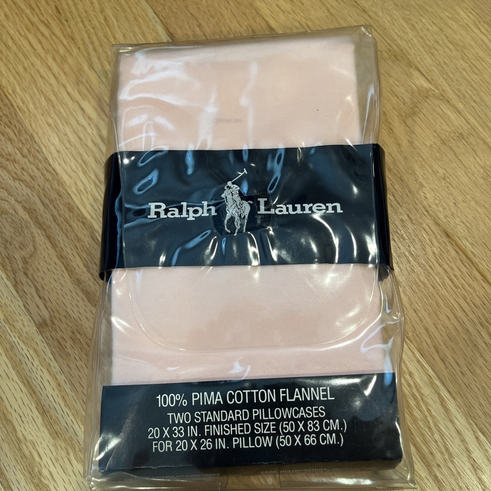 VTG RALPH LAUREN PIMA COTTON FLANNEL PAIR STANDARD PILLOWCASES Pink